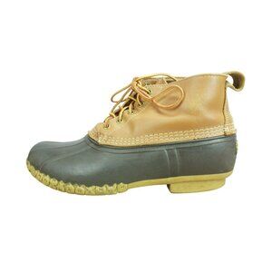 LL Bean Brown Leather Lace Up Unlined Ankle Duck Boots Size 11 M